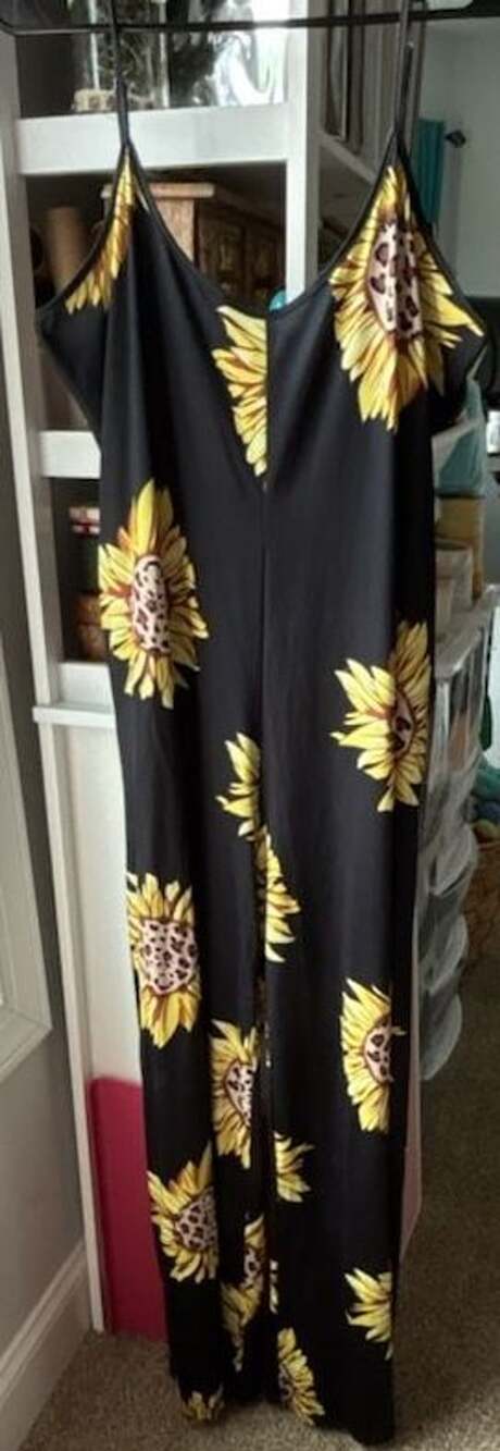 Womens Casual Sunflower Leopard Print Wide Leg Jumpsuit with Pockets